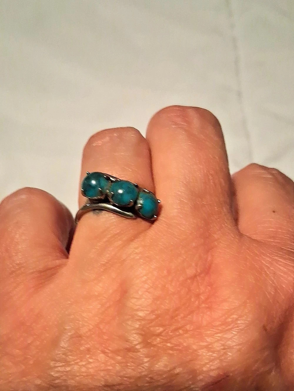 Turquoise Stone Ring in Blue & Silver